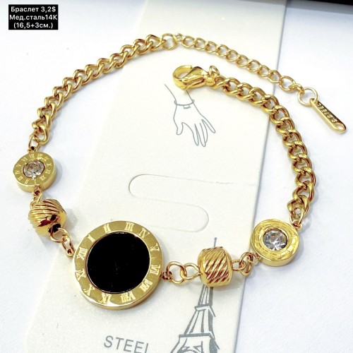 Браслет мед.сталь14К 10430 (16,5+3см.)